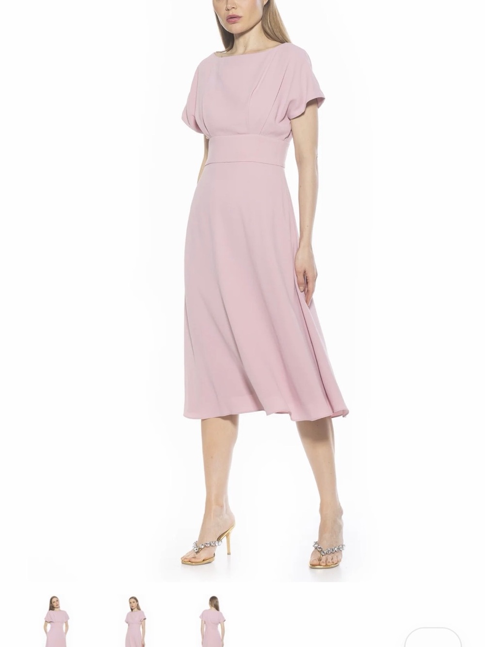 Alexia Admor Blush Pink Midi Dress with Waistband